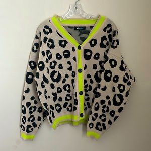 Alice Blue | Hip Animal & Neon Print Cardi w/Buttons Sz L